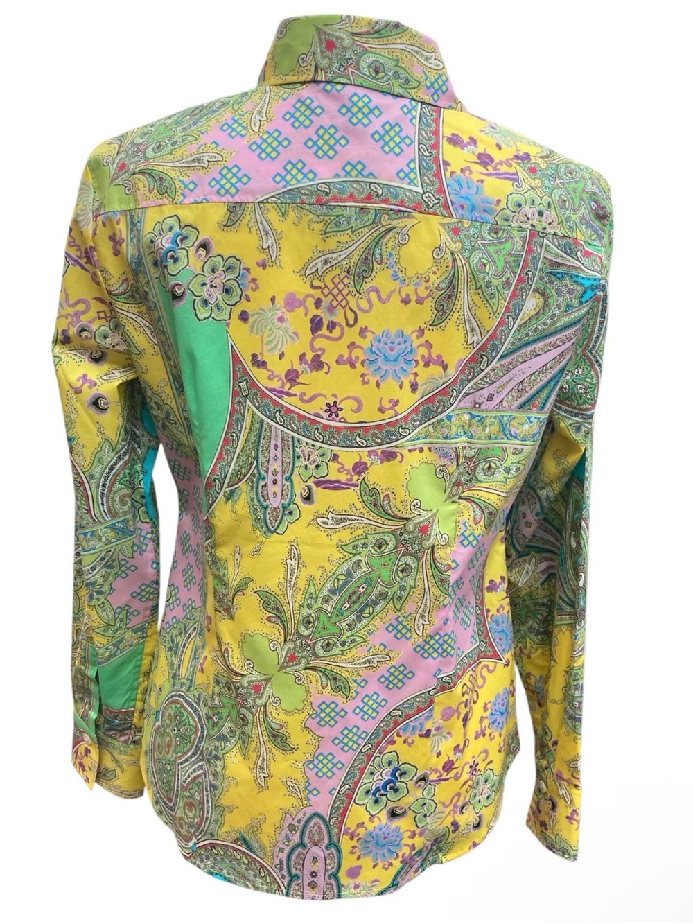 Hinson Wu Yellow Paisley Clarice Button Down Blouse - Picture 2 of 2